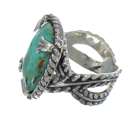 Southwestern Sterling Silver Turquoise Jewelry Ring Size 7-1/4 QX80546